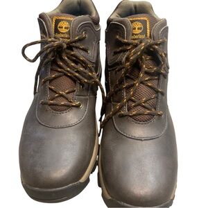 TIMBERLAND Brown Ankle-High Leather Boots - Boys 6